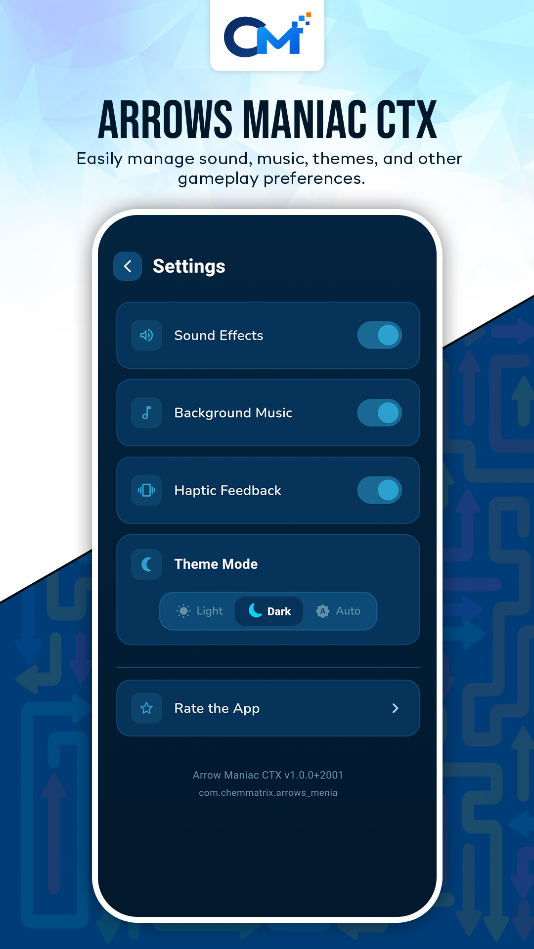 Manage sound, music, themes and other gameplay preferences